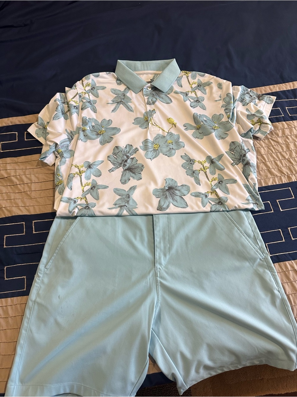 Puma Flower Golf shirt size L with matching shorts Size 34.